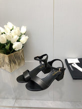 BLOCK HEEL 5 CM SANDAL IN BLACK LAMBSKIN